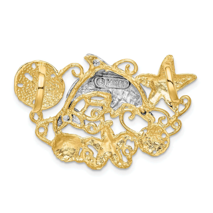 Lovely Rita's Pendants & Charms 14k Two Tone Gold Polished Finish Sea Life Slide Pendant