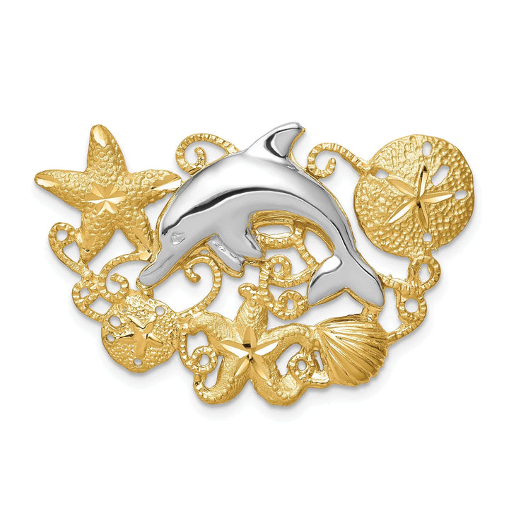 Lovely Rita's Pendants & Charms 14k Two Tone Gold Polished Finish Sea Life Slide Pendant