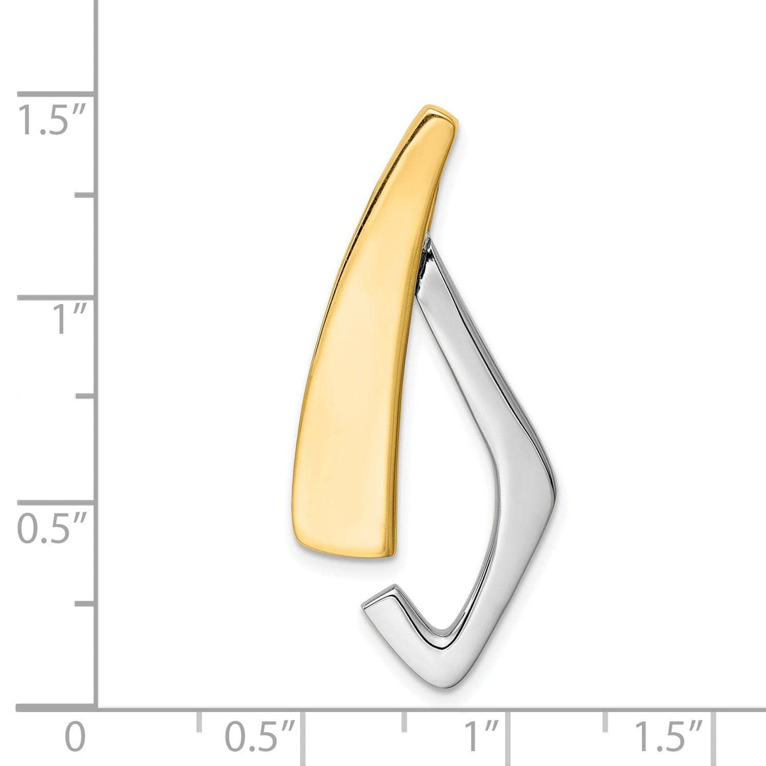 Lovely Rita's Pendants & Charms 14k Two Tone Gold Polished Finish Solid Reversible Fancy Style Shape Omega Slide Pendant fits upto 8 mm Omega