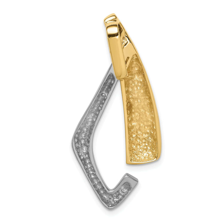 Lovely Rita's Pendants & Charms 14k Two Tone Gold Polished Finish Solid Reversible Fancy Style Shape Omega Slide Pendant fits upto 8 mm Omega