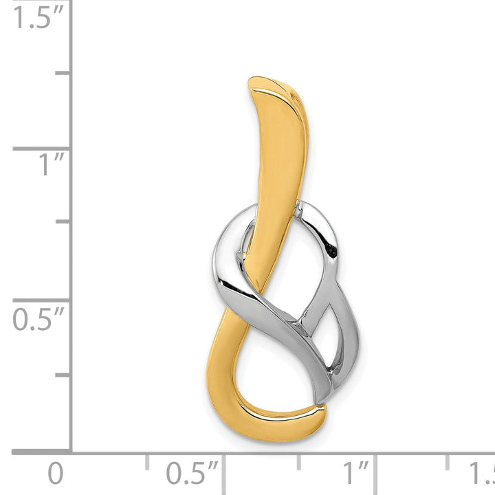 Lovely Rita's Pendants & Charms 14k Two Tone Gold Polished Finish Swirl Design Fancy Omega Slide Pendant