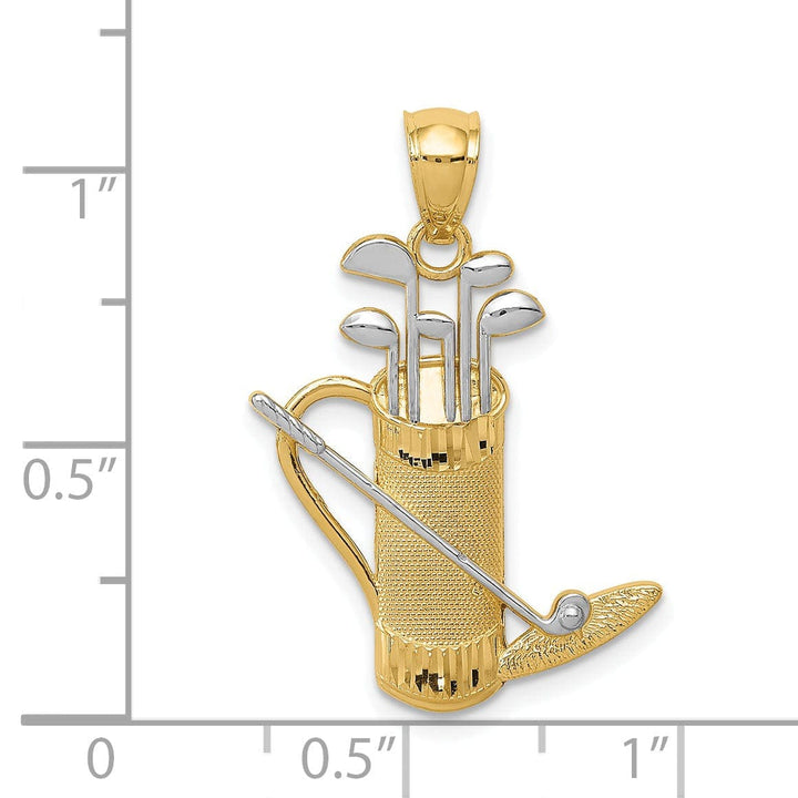 Lovely Rita's Pendants & Charms 14k Two Tone Gold Polished Golf Bag Pendant
