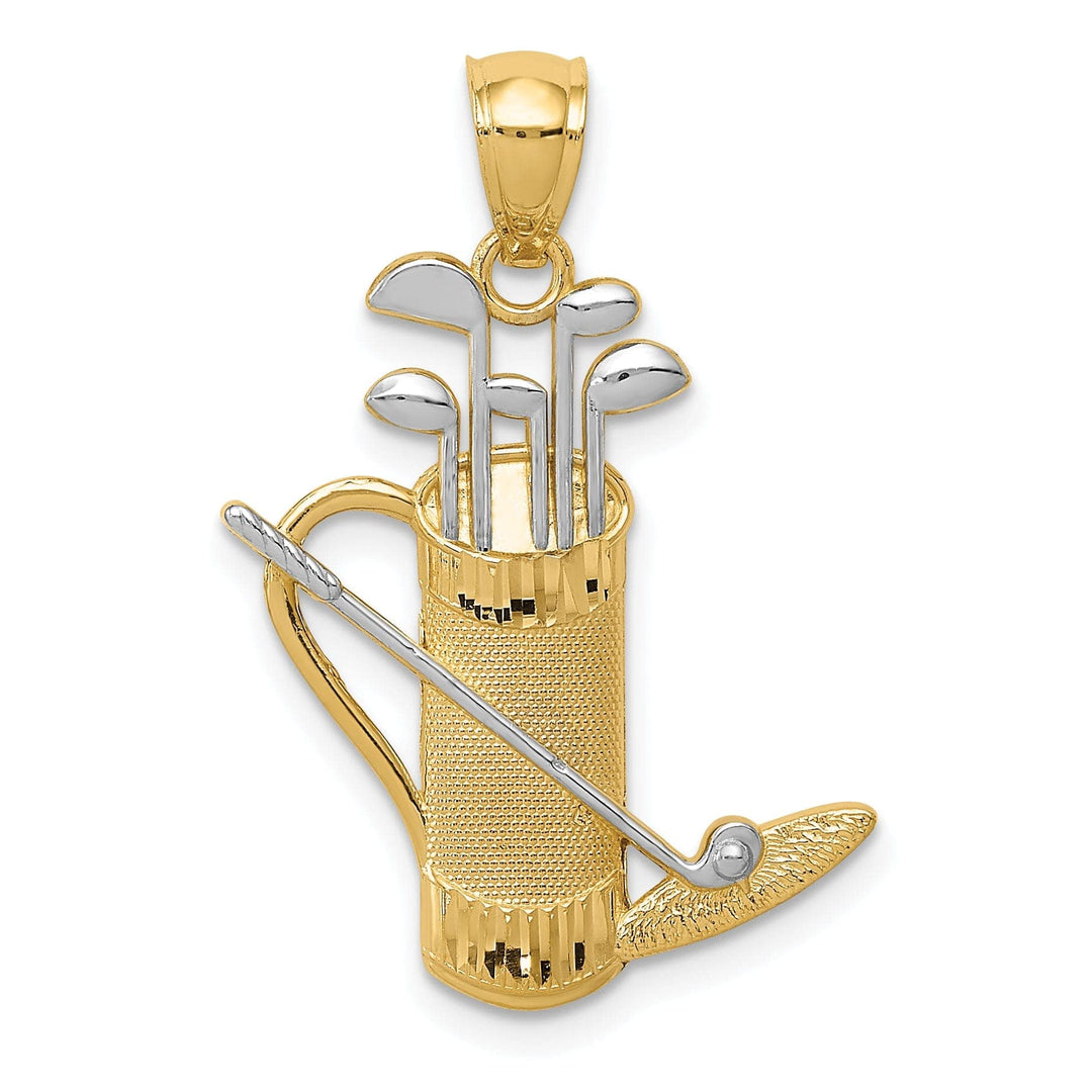 Lovely Rita's Pendants & Charms 14k Two Tone Gold Polished Golf Bag Pendant