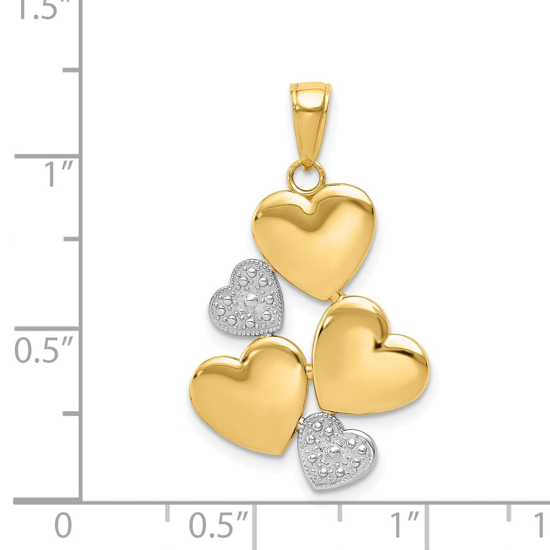 Lovely Rita's Pendants & Charms 14K Two Tone Gold Polished Heart Cluster Pendant