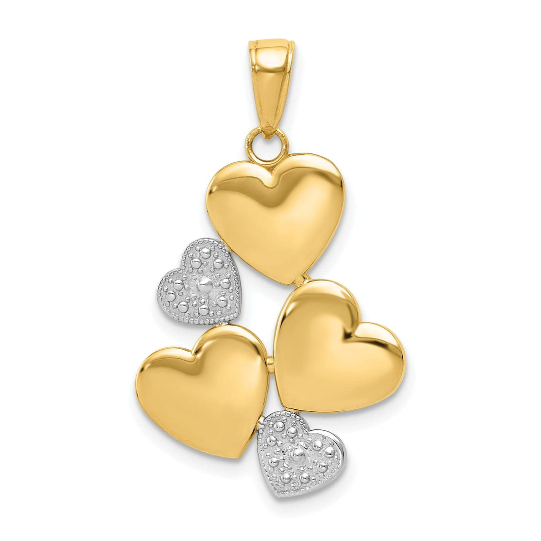 Lovely Rita's Pendants & Charms 14K Two Tone Gold Polished Heart Cluster Pendant
