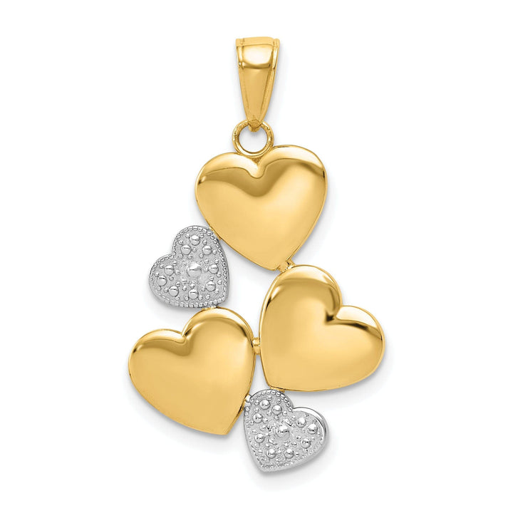 Lovely Rita's Pendants & Charms 14K Two Tone Gold Polished Heart Cluster Pendant