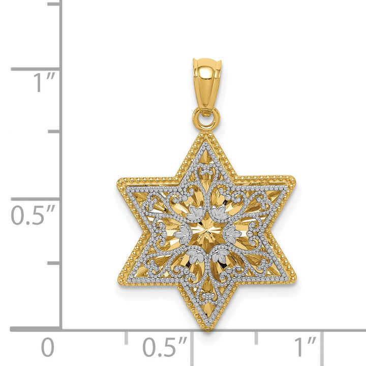 Lovely Rita's Pendants & Charms 14K Two Tone Gold Polished Reversible Filigree Star Of David Pendant