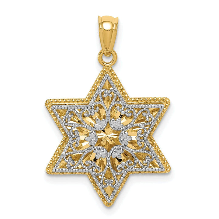 Lovely Rita's Pendants & Charms 14K Two Tone Gold Polished Reversible Filigree Star Of David Pendant