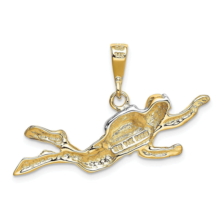 Lovely Rita's Pendants & Charms 14k Two Tone Gold Polished Scuba Diver Pendant
