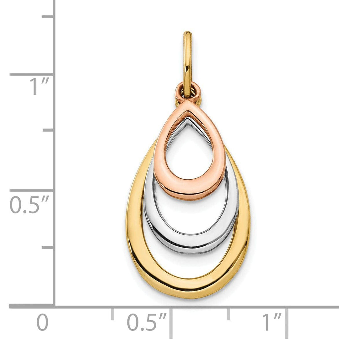 Lovely Rita's Pendants & Charms 14k Two Tone Gold Polished Tear Drop Pendant