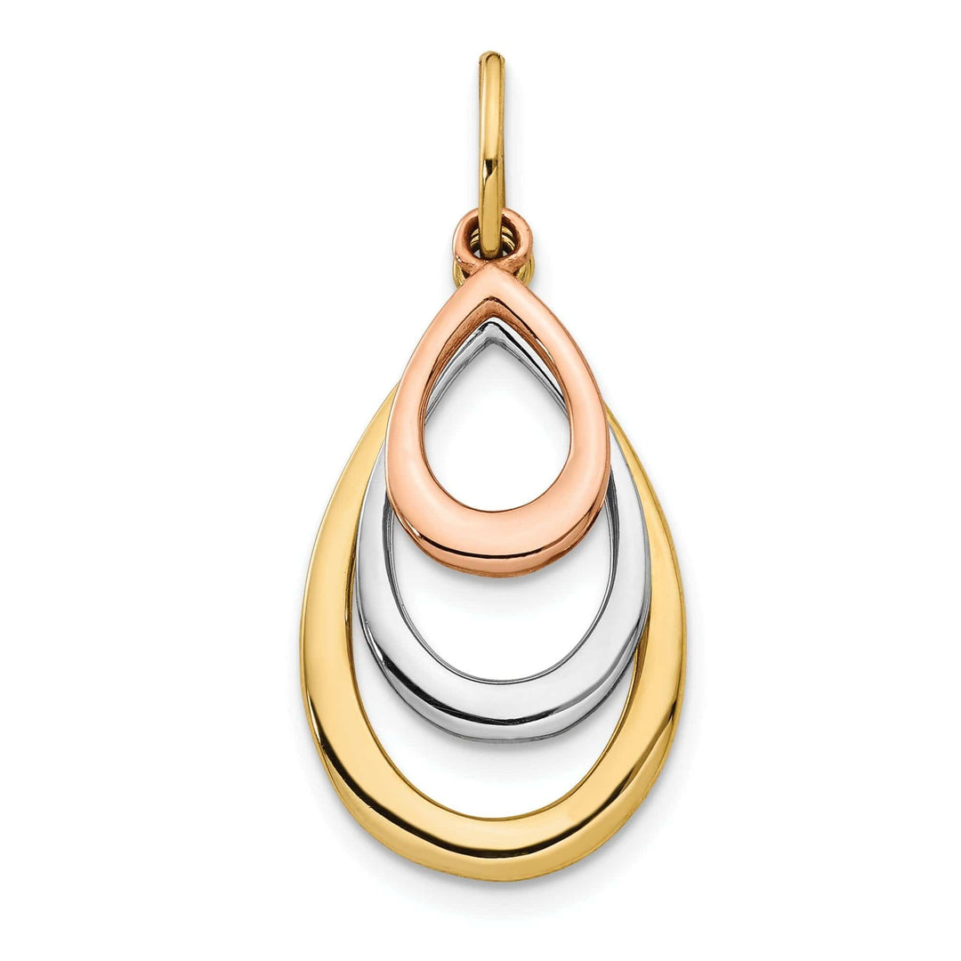 Lovely Rita's Pendants & Charms 14k Two Tone Gold Polished Tear Drop Pendant