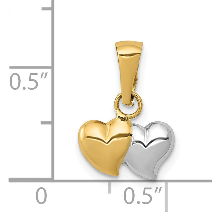 Lovely Rita's Pendants & Charms 14k Two Tone Gold Polished Two Heart Pendant