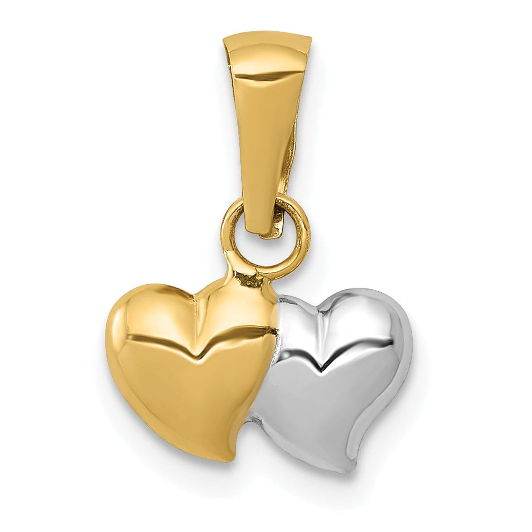 Lovely Rita's Pendants & Charms 14k Two Tone Gold Polished Two Heart Pendant