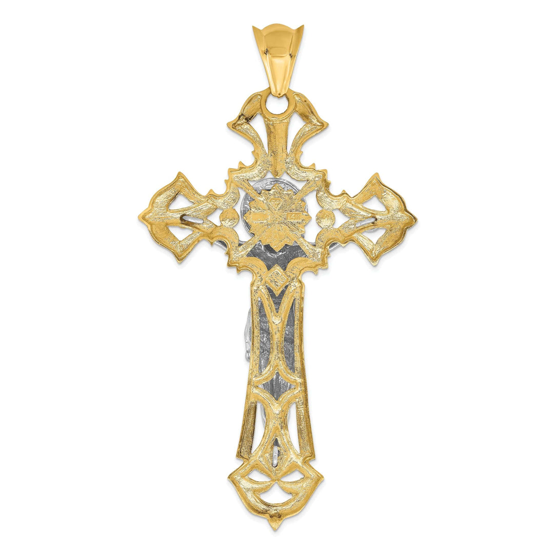Lovely Rita's Pendants & Charms 14k Two-tone Gold Polished with Red C.Z Crucifix
