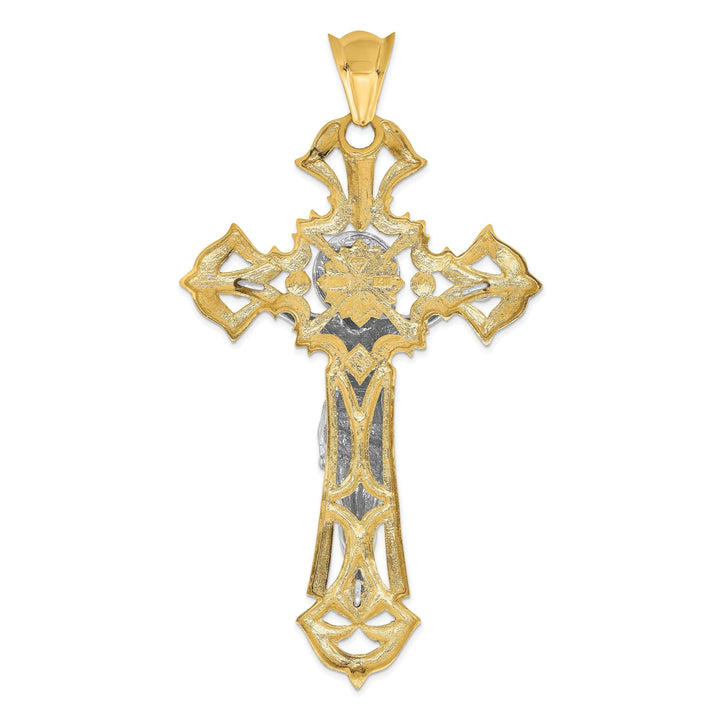 Lovely Rita's Pendants & Charms 14k Two-tone Gold Polished with Red C.Z Crucifix