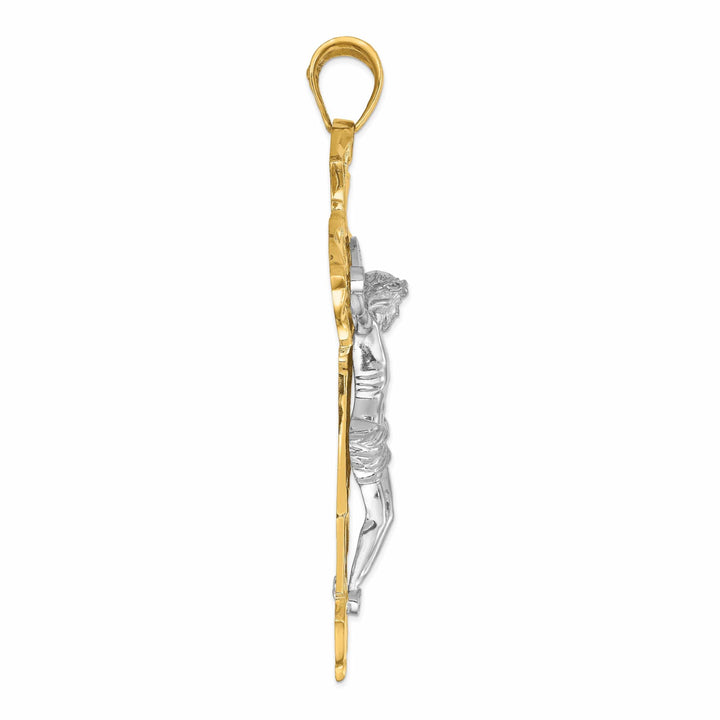 Lovely Rita's Pendants & Charms 14k Two-tone Gold Polished with Red C.Z Crucifix