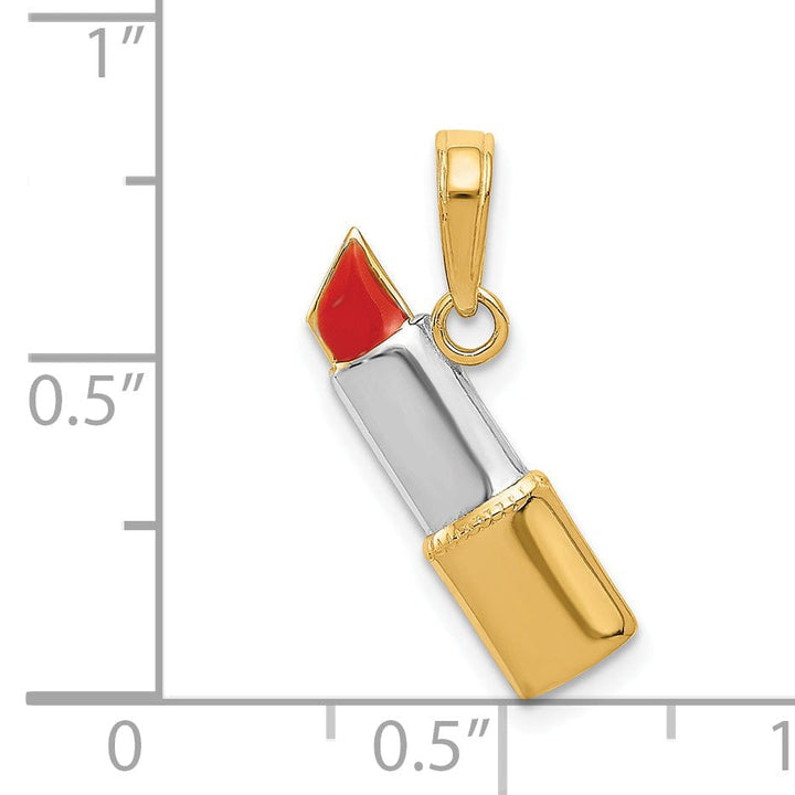 Lovely Rita's Pendants & Charms 14k Two Tone Gold Red Enamel Lipstick Pendant