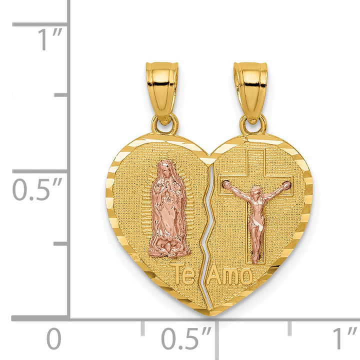Lovely Rita's Pendants & Charms 14K Two-tone Gold Reversible Lady of GuadalupeandCrucifix Breakapart Pendant