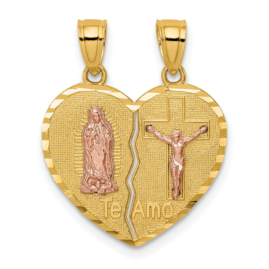 Lovely Rita's Pendants & Charms 14K Two-tone Gold Reversible Lady of GuadalupeandCrucifix Breakapart Pendant