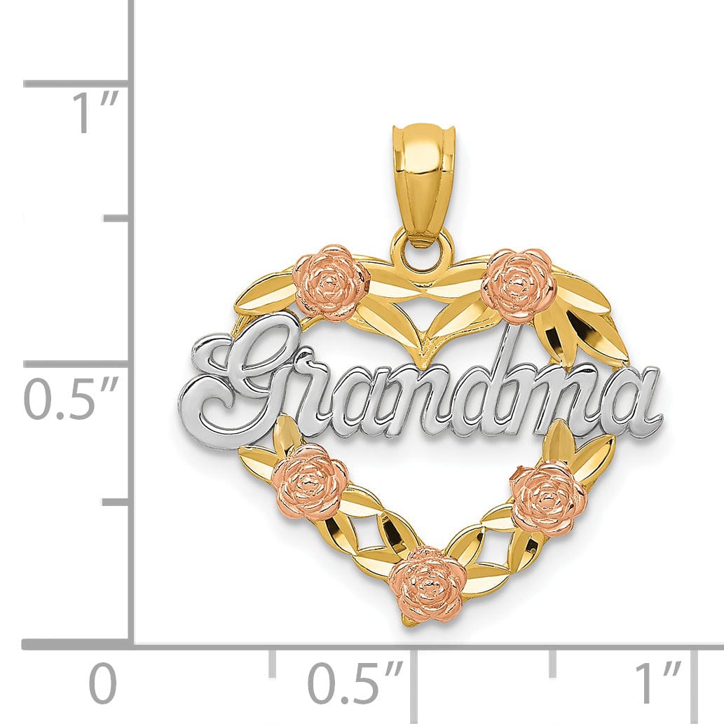 Lovely Rita's Pendants & Charms 14k Two-tone Gold Rhodium Grandma Heart Pendant