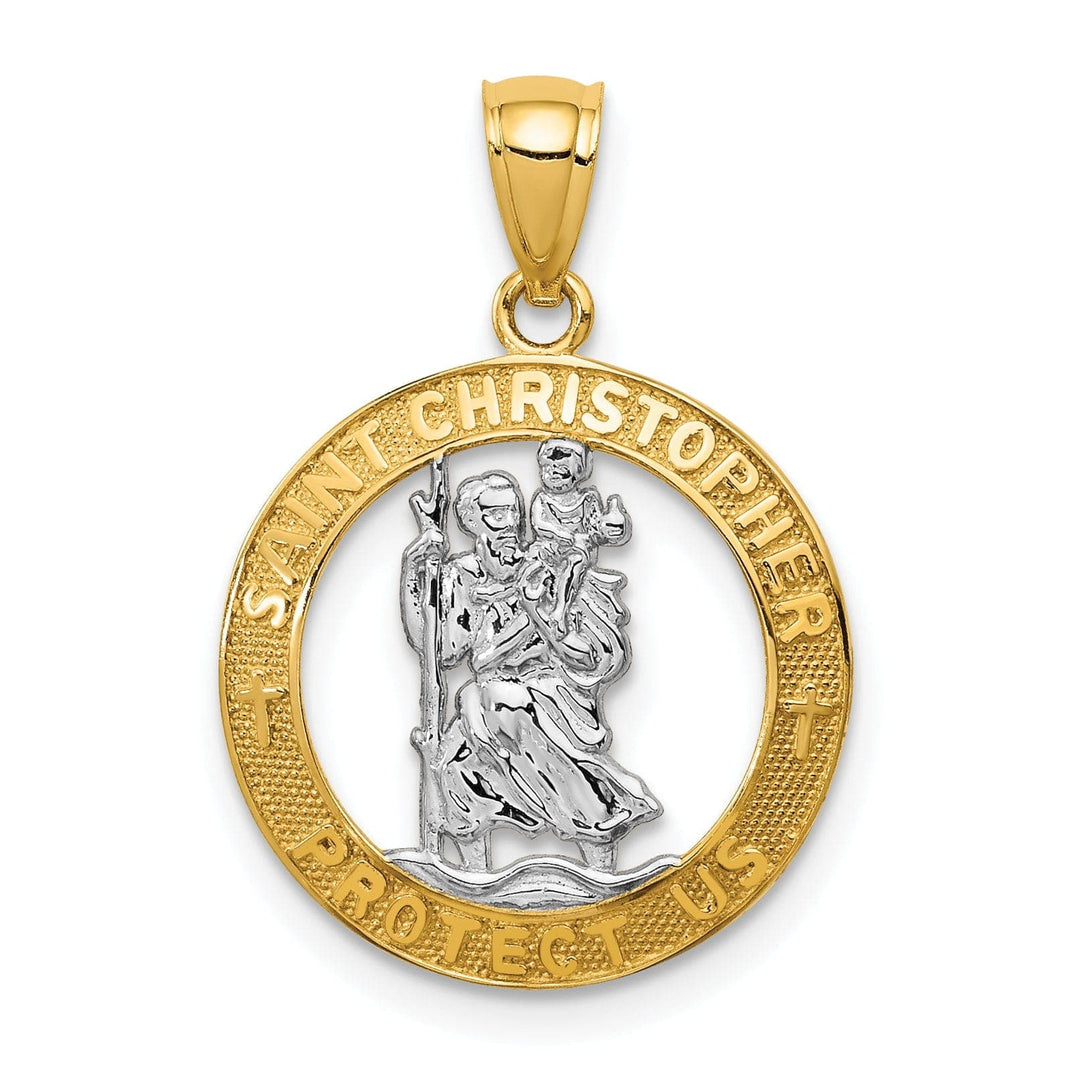 Lovely Rita's Pendants & Charms 14k Two Tone Gold Saint Christopher Pendant
