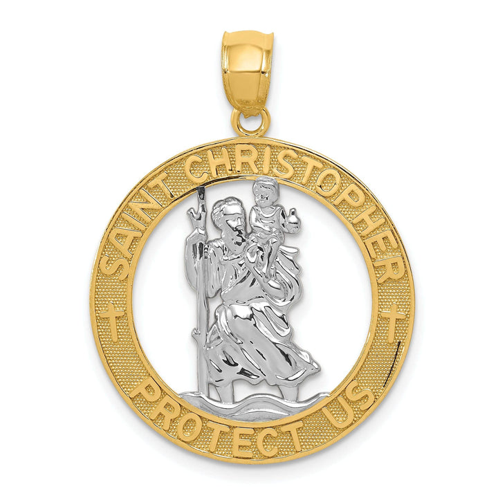Lovely Rita's Pendants & Charms 14k Two Tone Gold Saint Christopher Pendant