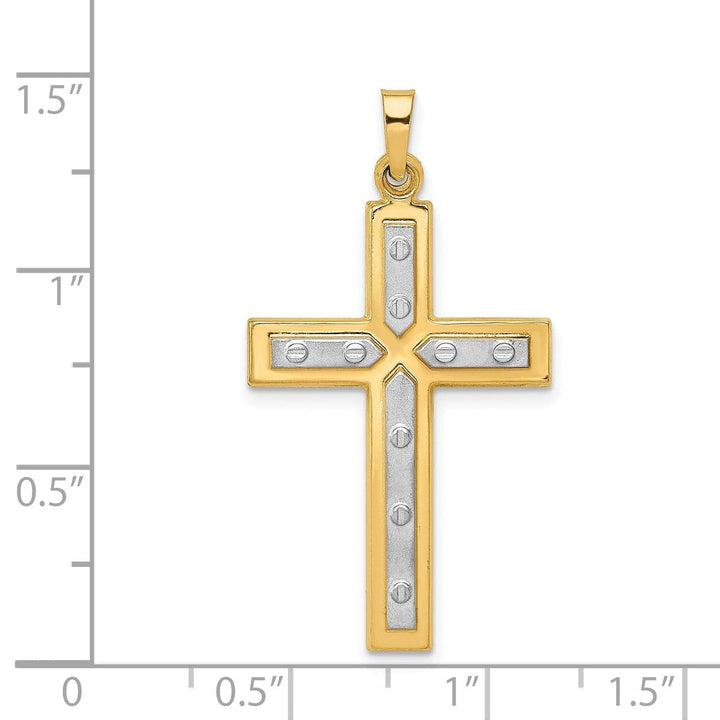 Lovely Rita's Pendants & Charms 14k Two Tone Gold Screw Design Cross Pendant