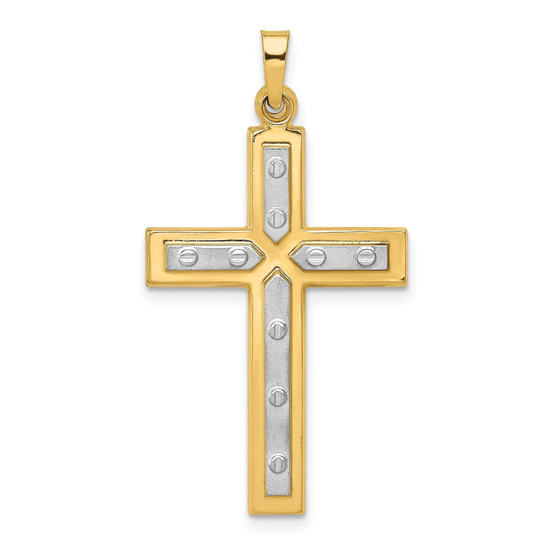 Lovely Rita's Pendants & Charms 14k Two Tone Gold Screw Design Cross Pendant