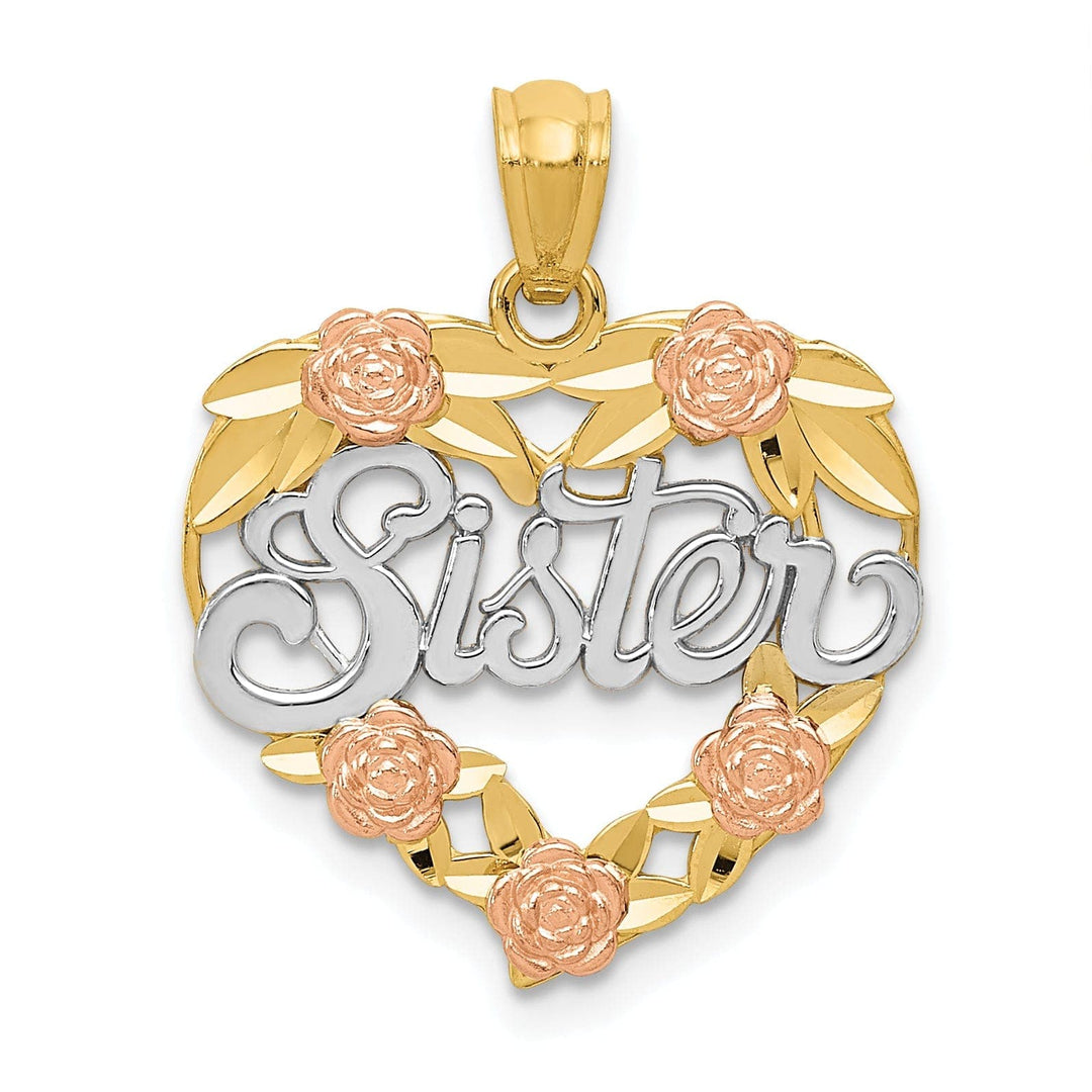 Lovely Rita's Pendants & Charms 14k Two Tone Gold Sister Heart Charm Pendant