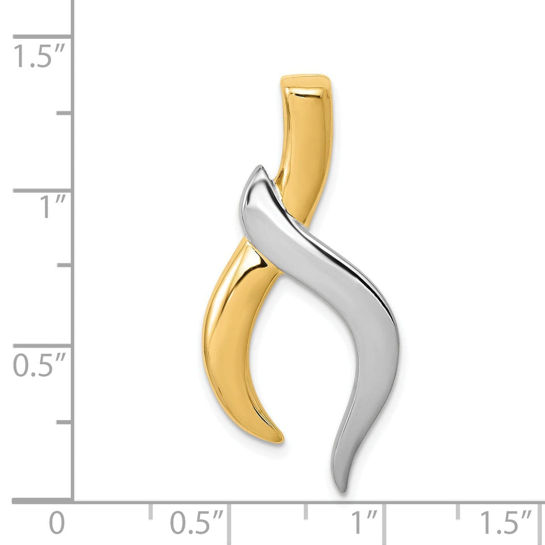 Lovely Rita's Pendants & Charms 14k Two Tone Gold Soild Polished Finish Swirl Fancy Design Omega Slide Pendant fits upto 6 mm Omega