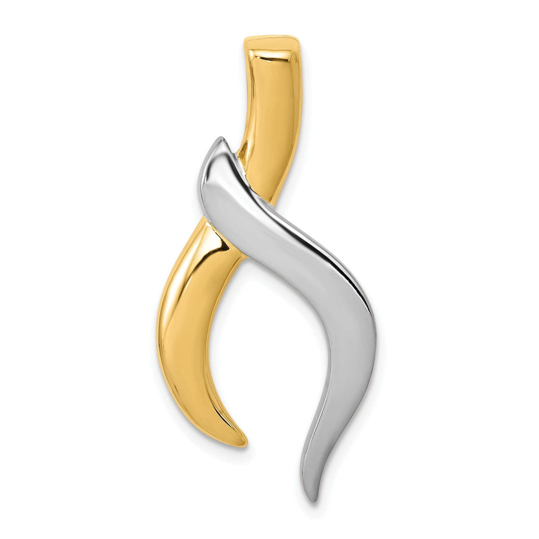 Lovely Rita's Pendants & Charms 14k Two Tone Gold Soild Polished Finish Swirl Fancy Design Omega Slide Pendant fits upto 6 mm Omega
