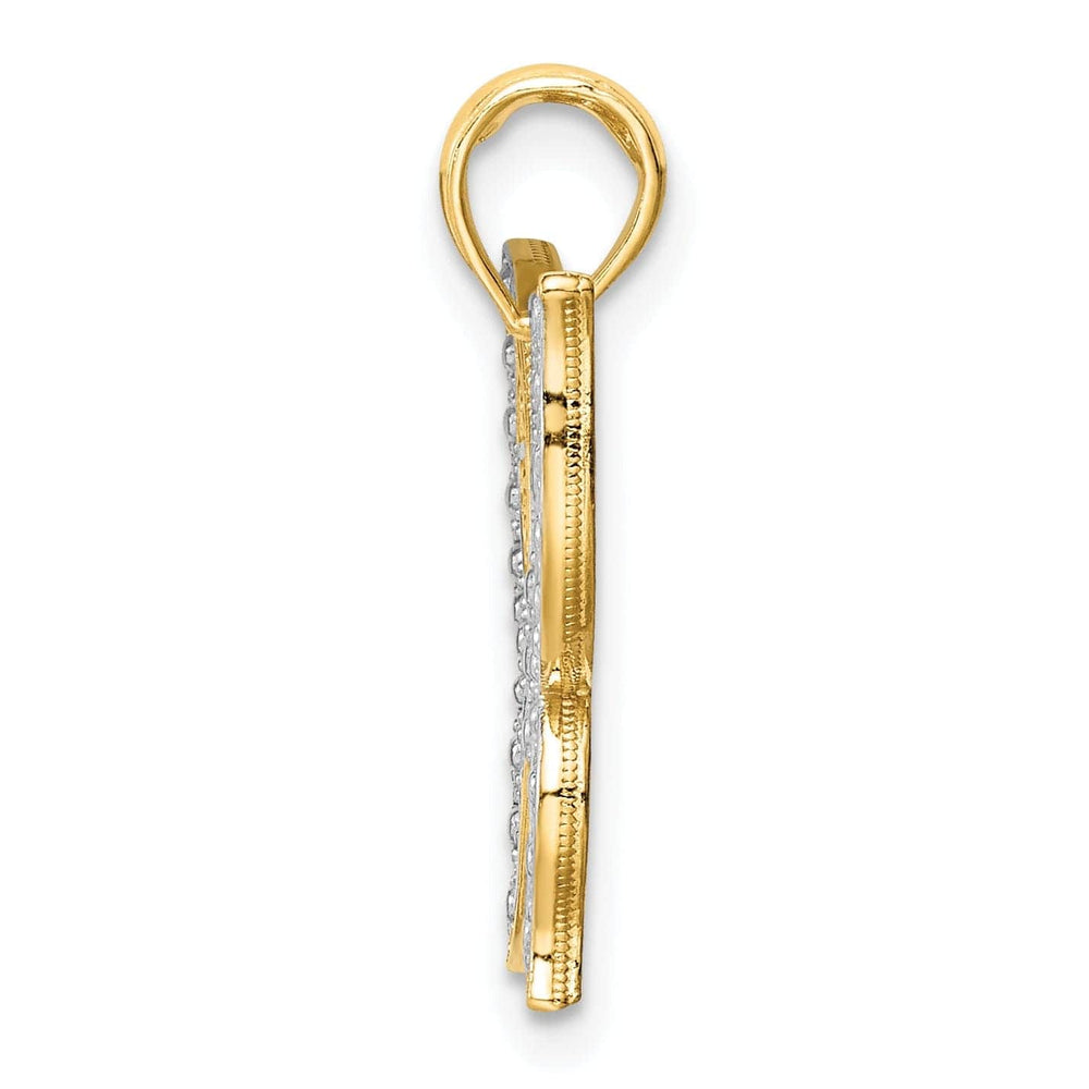 Lovely Rita's Pendants & Charms 14K Two-tone Gold Solid Casted Textured Back Polished Finish Butterfly Charm Pendant