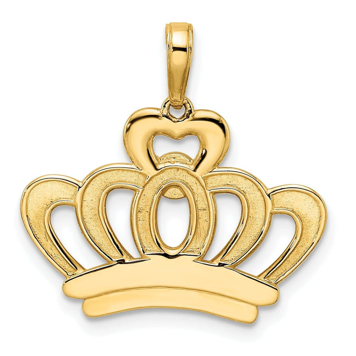 Lovely Rita's Pendants & Charms 14k Two-tone Gold Solid Open Back Polished Diamond Cut Finish Crown Design Charm Pendant