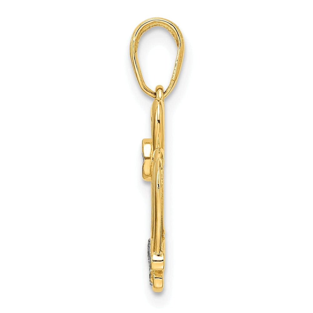 Lovely Rita's Pendants & Charms 14k Two-tone Gold Solid Open Back Polished Diamond Cut Finish Crown Design Charm Pendant