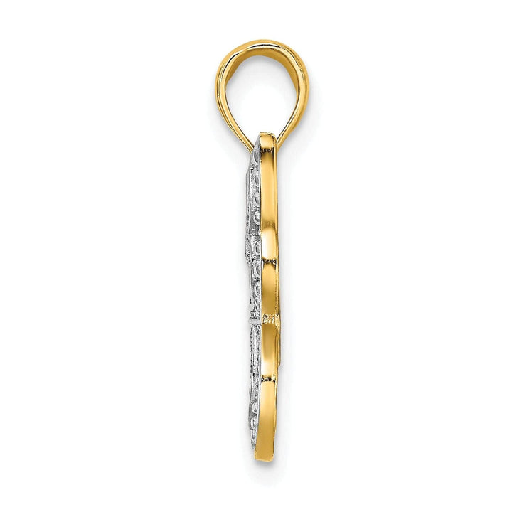 Lovely Rita's Pendants & Charms 14k Two-tone Gold Solid Open Back Polished Finish Butterfly Beaded Wings Charm Pendant