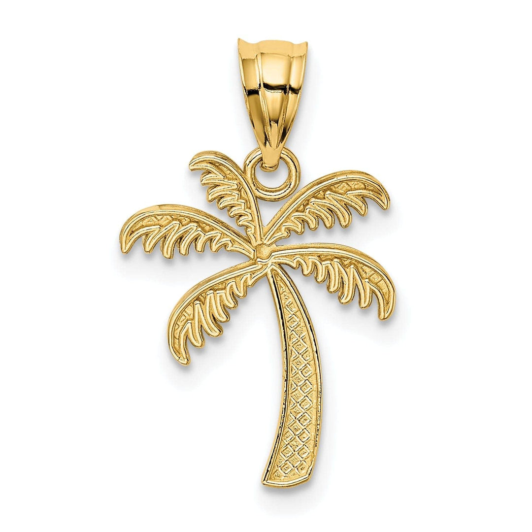 Lovely Rita's Pendants & Charms 14k Two Tone Gold Solid Polish Engraved Finish Design Men's Palm Tree Charm Pendant