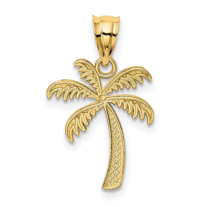 Lovely Rita's Pendants & Charms 14k Two Tone Gold Solid Polish Engraved Finish Design Men's Palm Tree Charm Pendant