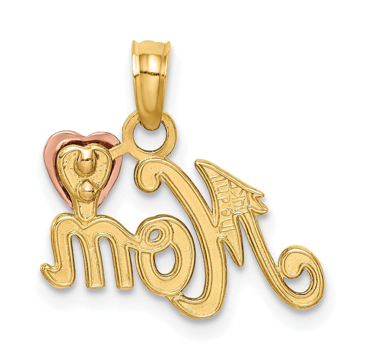 Lovely Rita's Pendants & Charms 14k Two Tone Gold Solid Polished Finish MOM with Heart Pendant