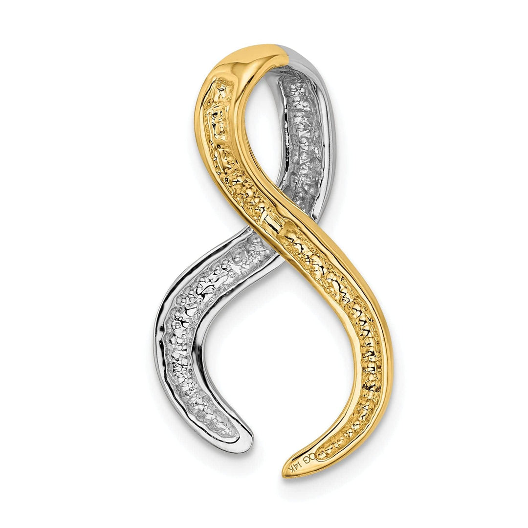 Lovely Rita's Pendants & Charms 14k Two Tone Gold Solid Polished Finish Reversible Infinity Design Fancy Omega Slide Pendant fits up to 6 mm Omega