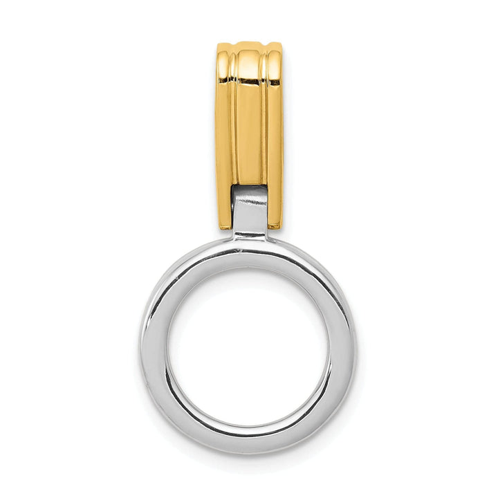 Lovely Rita's Pendants & Charms 14k Two Tone Gold Solid Polished Finish Reversible Round Shape Design Omega Slide Pendant