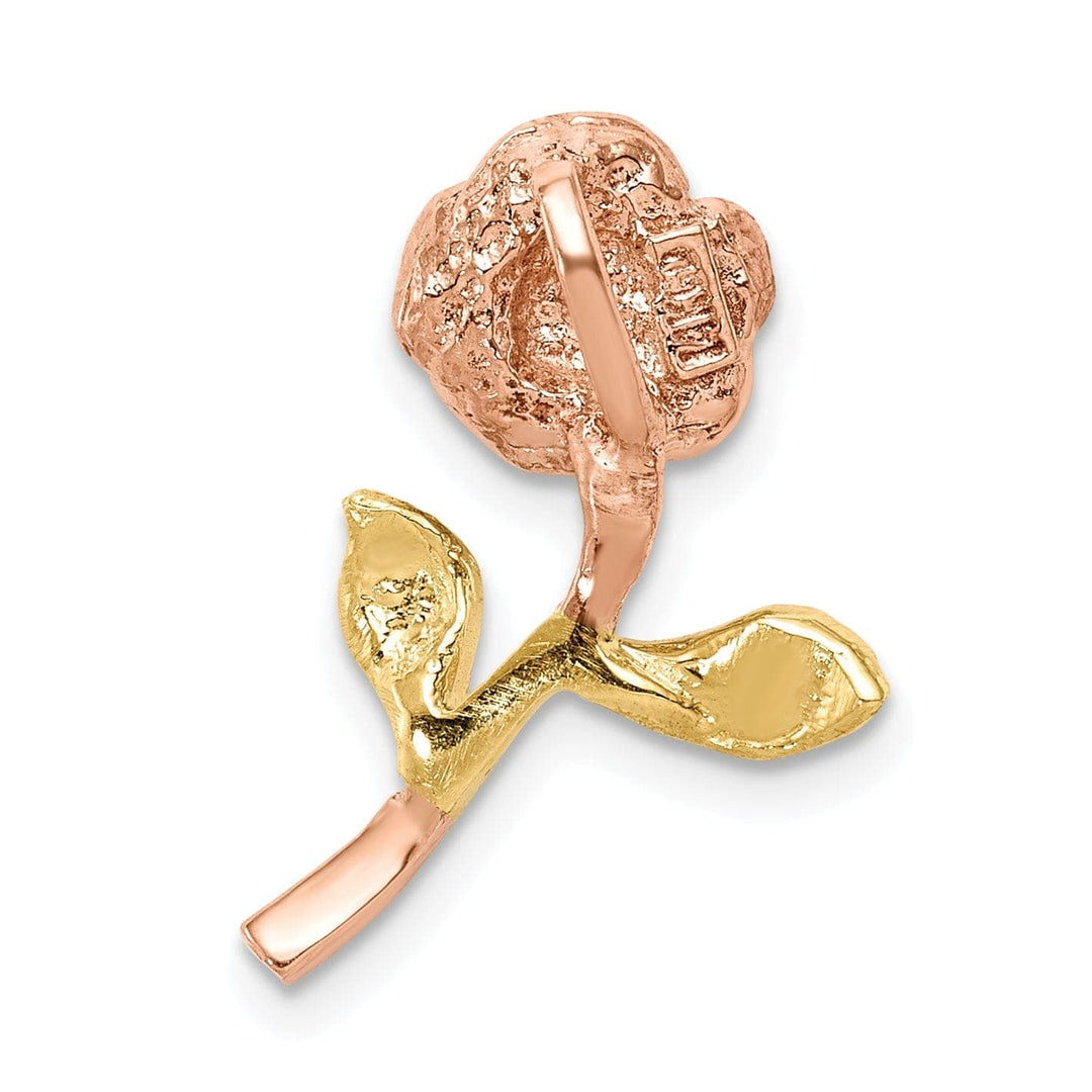 Lovely Rita's Pendants & Charms 14K Two-tone Gold Textured Back Casted Solid Polished Finish Rose Chain Slide