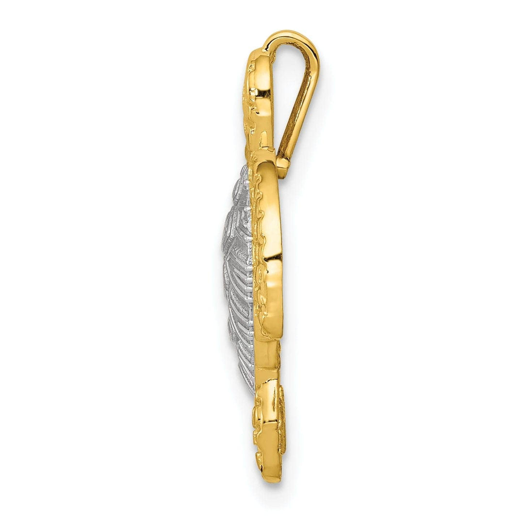 Lovely Rita's Pendants & Charms 14K Two-Tone Gold Textured Casted Solid Polished Finish Turtle Pendant Slide