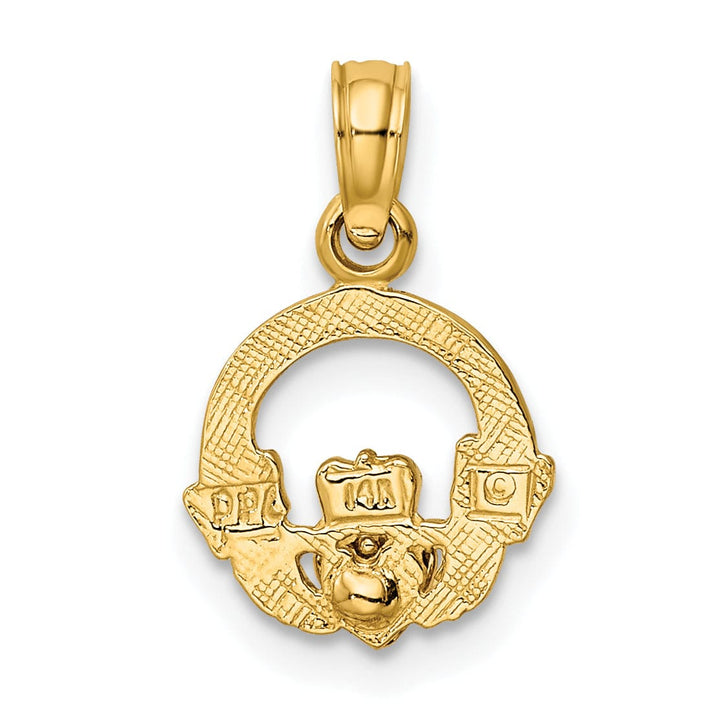Lovely Rita's Pendants & Charms 14k Two-Tone Gold Textured Polished Finish Claddagh with Heart Design Charm Pendant