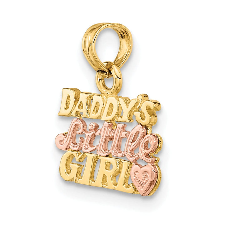 Lovely Rita's Pendants & Charms 14k Two-Tone Gold Textured Polished Finish DADDY'S LITTLE GIRL with Heart Design Charm Pendant