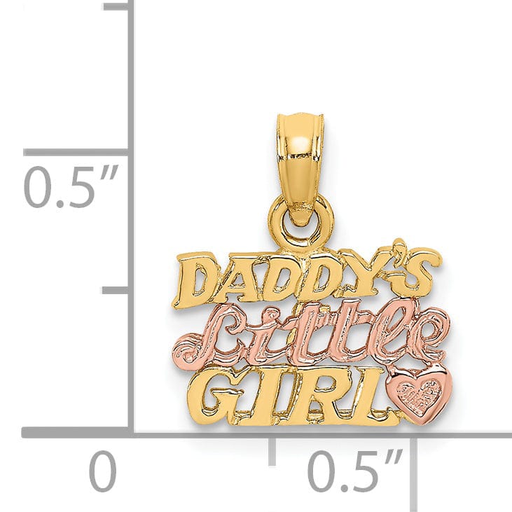 Lovely Rita's Pendants & Charms 14k Two-Tone Gold Textured Polished Finish DADDY'S LITTLE GIRL with Heart Design Charm Pendant