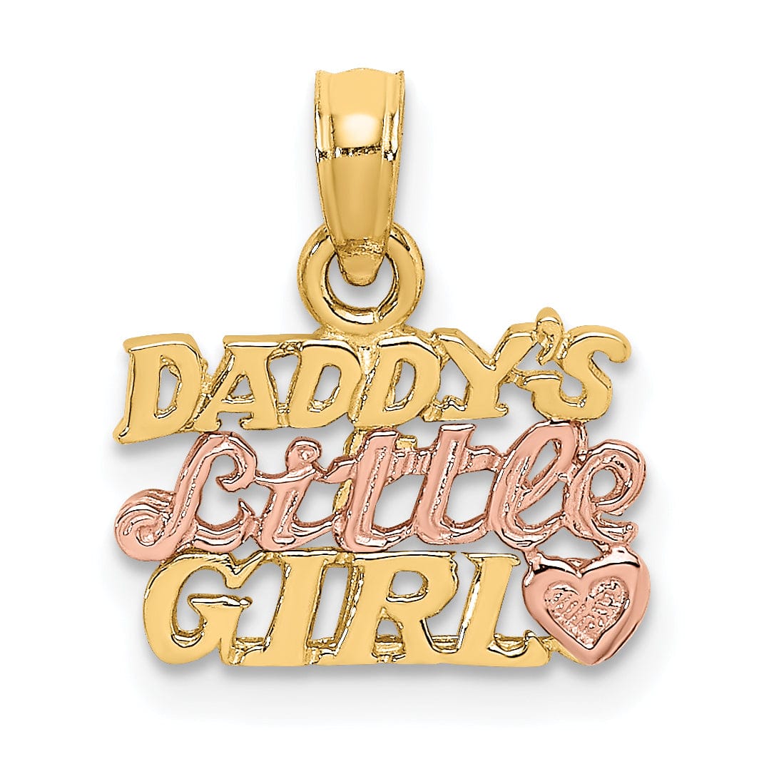 Lovely Rita's Pendants & Charms 14k Two-Tone Gold Textured Polished Finish DADDY'S LITTLE GIRL with Heart Design Charm Pendant