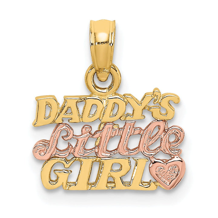 Lovely Rita's Pendants & Charms 14k Two-Tone Gold Textured Polished Finish DADDY'S LITTLE GIRL with Heart Design Charm Pendant
