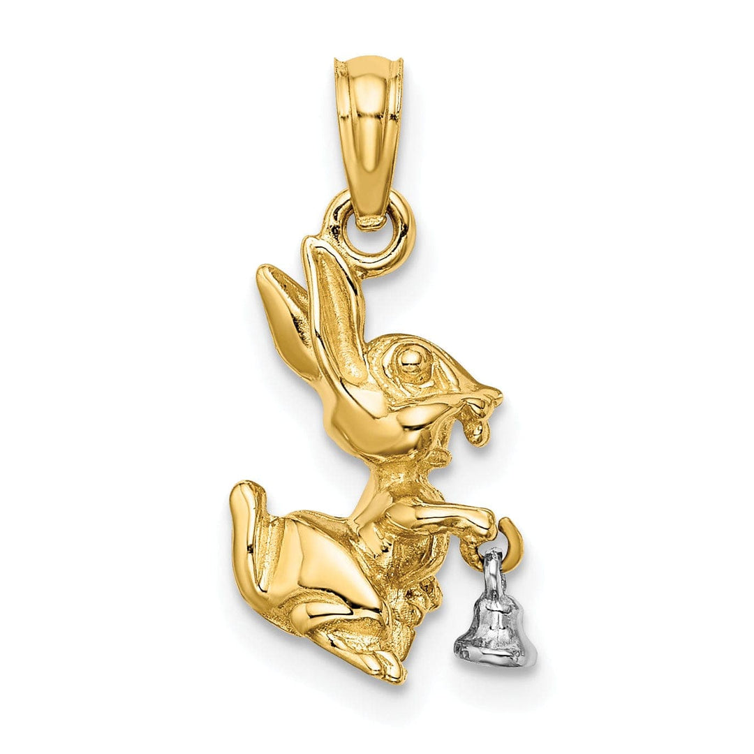 Lovely Rita's Pendants & Charms 14k Two-Tone Gold Textured Polished Finish Moveable 3-Dimentional Bunny Rabbit Charm Pendant
