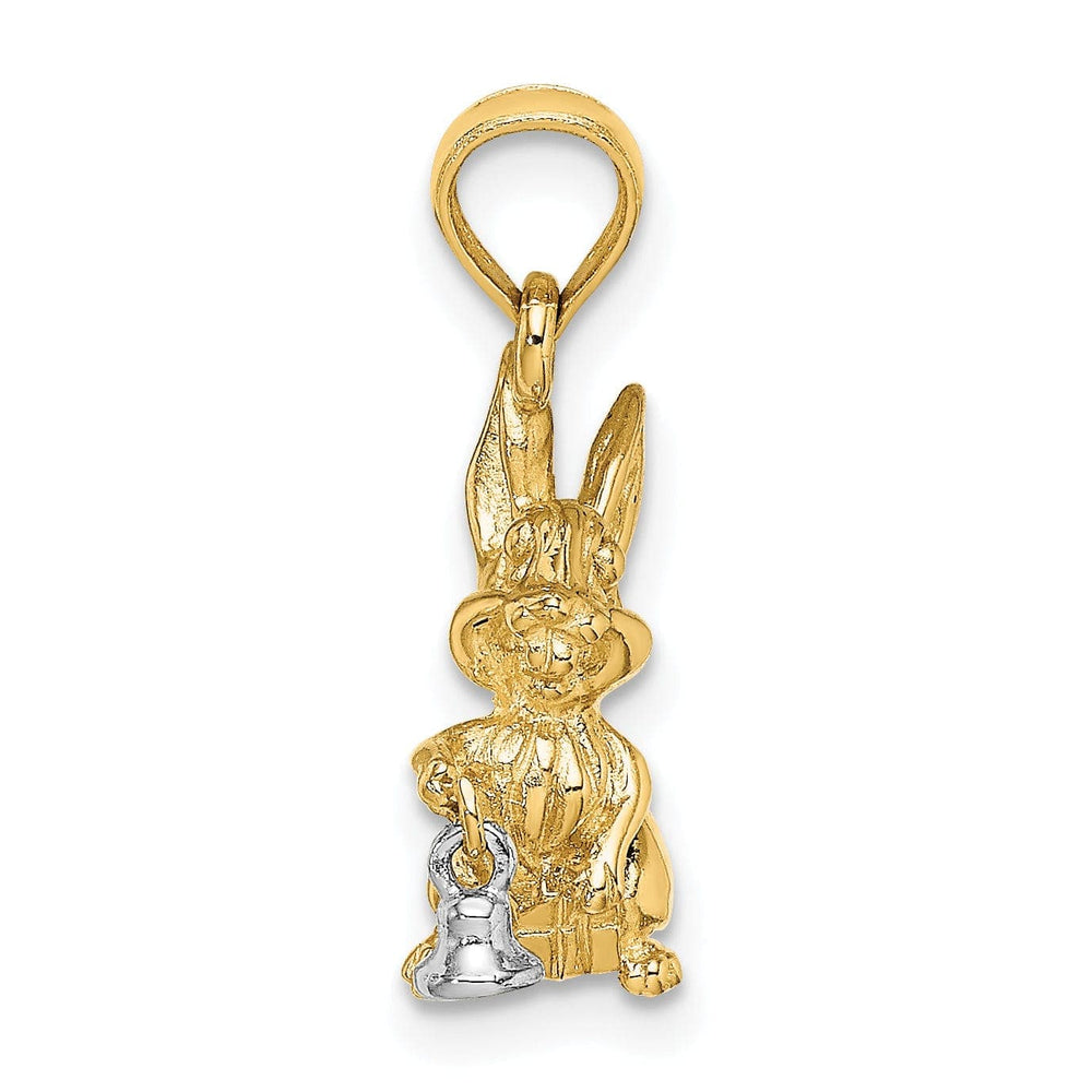 Lovely Rita's Pendants & Charms 14k Two-Tone Gold Textured Polished Finish Moveable 3-Dimentional Bunny Rabbit Charm Pendant