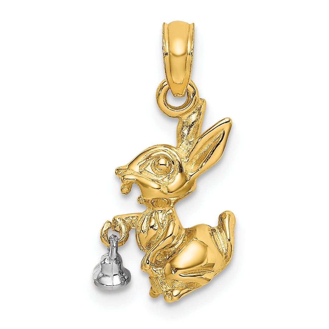 Lovely Rita's Pendants & Charms 14k Two-Tone Gold Textured Polished Finish Moveable 3-Dimentional Bunny Rabbit Charm Pendant